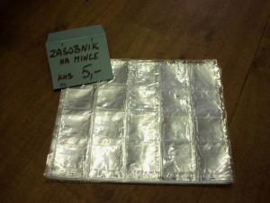 Zásobník na mince kus 5,-
